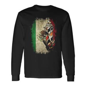 T-shirt à manches longues avec drapeau mexicain pour hommes, chemise de barbier - Product Image 1