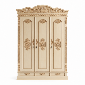 Armario de Madera Maciza Tallado a Mano Tradicional de 3 Puertas para Dormitorio, Mueble de Almacenamiento para Hotel, de Indonesia - Product Image 3