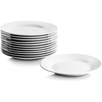Assiettes plates en céramique blanches pures de 10,5 pouces, grand format, pour hôtel et restaurant, lot économique en gros