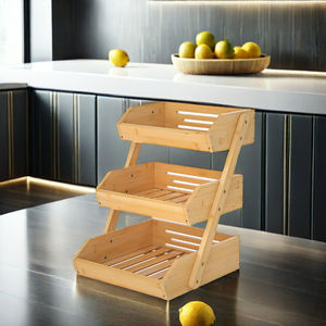 بالجملة حامل تخزين 3 طبقات من الخيزران والخضروات سلة فواكه للخبز والوجبات الخفيفة والخضار - Product Image 6