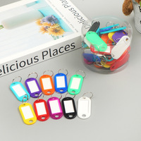 10 couleurs de porte-clés en plastique avec couvercle transparent et anneau fendu, étiquettes d'identification vierges, en vrac, pour bagages, clés, bureau, hôtel, animaux de compagnie