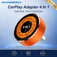 Adaptateur 4-en-1 sans fil CarPlay et AirPlay pour miroir d'écran, Dongle USB-A en forme de disque, Boîtier AI de voiture 4-en-1 AirPlay