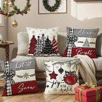 Housse de coussin de Noël Kongyu Home Textiles, motif arbre de Noël et carreaux, style ferme, pour canapé, décoration de vacances