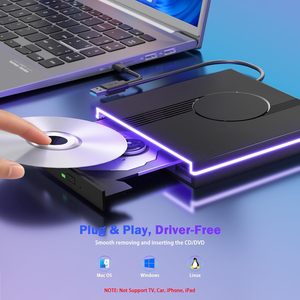 Lecteur de CD/<span class=keywords><strong>DVD</strong></span> externe RGB avec USB 3.0 Type-C, <span class=keywords><strong>graveur</strong></span> portable ultra-fin CD/<span class=keywords><strong>DVD</strong></span> +/-RW <span class=keywords><strong>pour</strong></span> ordinateur portable, ordinateur de bureau, <span class=keywords><strong>Mac</strong></span>, Windows - Product Image 6