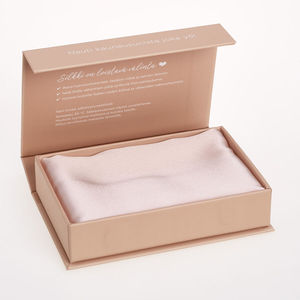 Set Scrunchie Rambut Sutra Mewah Custom, Sarung Bantal Sutra Satin dengan Ritsleting dan Masker Mata dalam Kotak - Product Image 5