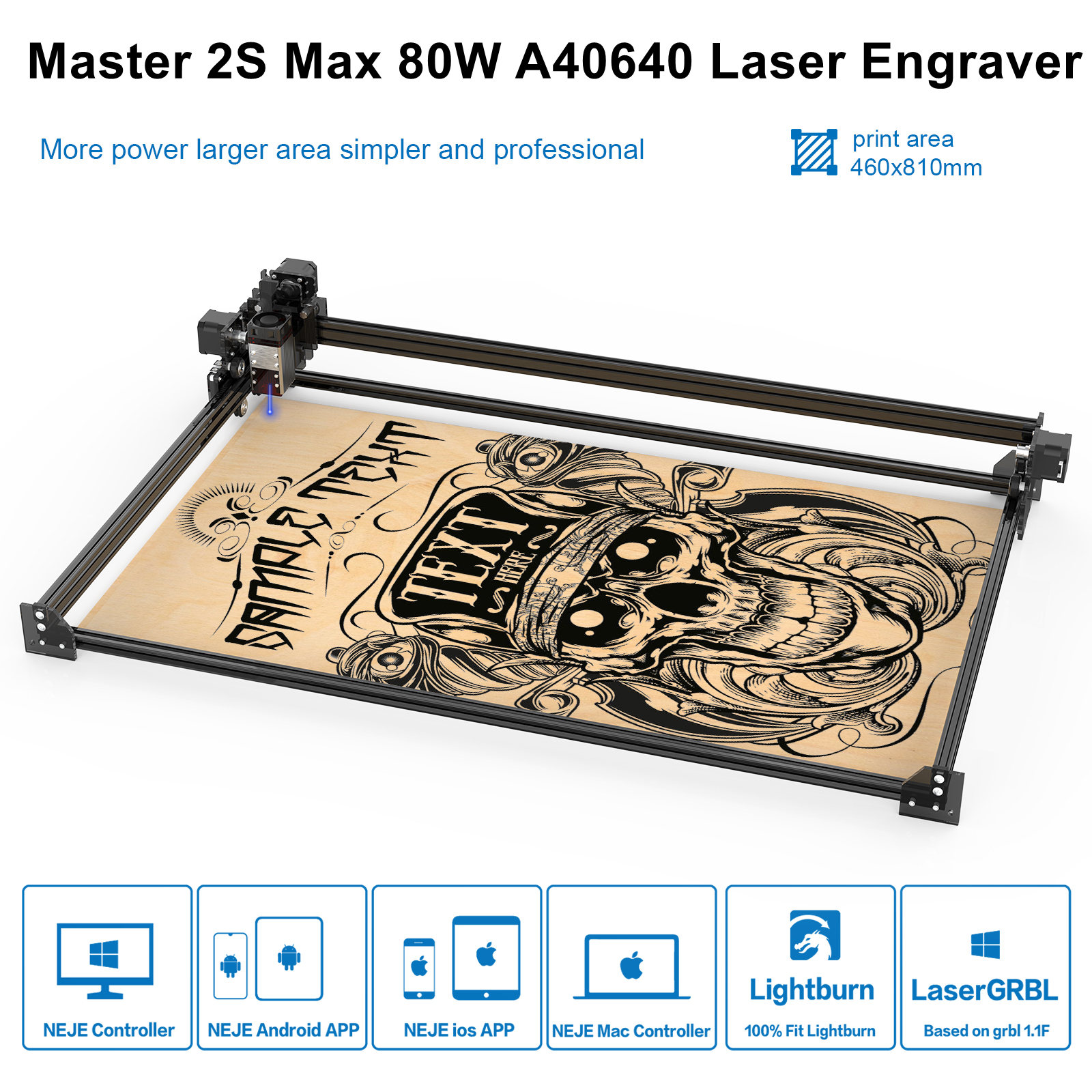 NEJE Master 2S Max 80W Pro Laser Cutting & Engraving Machine for