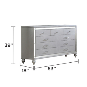 Ensemble de meubles de chambre à coucher 5 pièces moderne pour lit king size, comprenant une table de chevet rembourrée en bois, une commode, un miroir et une armoire pour le salon - Product Image 3