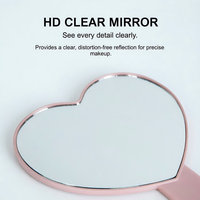 Miroir cosmétique compact ABS de poche personnalisé en gros d'usine, miroir de poche carré ou en forme de cœur, simple face, personnalisable