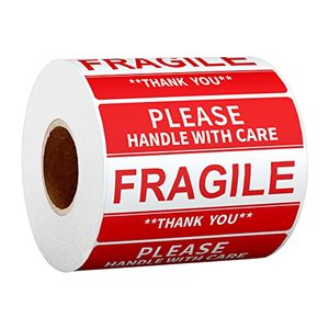 Autocollants d'expédition pour colis fragiles, 500 étiquettes par rouleau, adhésif permanent résistant pour la protection des boîtes de déménagement et des colis de fret - Product Image 1