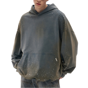 เสื้อฮู้ดดี้ผู้ชายสไตล์เรโทรวินเทจ แขนเสื้อแบบแร็กแลน ผ้าฝ้าย 100% เฟรนช์เทอร์รี่ เป็นมิตรต่อสิ่งแวดล้อม กันลม ซักแล้ว ใส่คลุมศีรษะได้ เหมาะสำหรับฤดูหนาว - Product Image 4