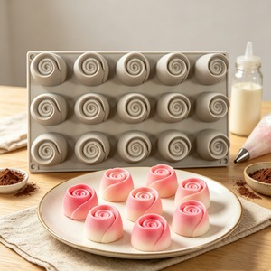 15-Cavity 3D Rose Silicone Mold Food Grade Baking Tool For Cake Decorating - Product Image 1