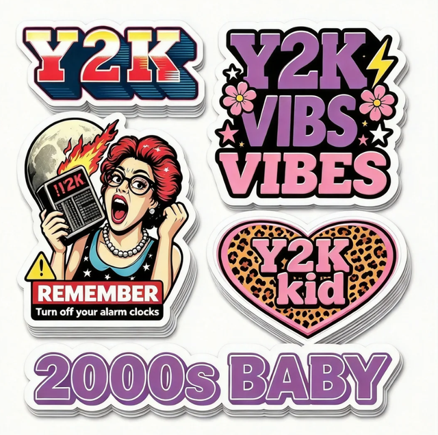 2000s Y2K Aesthetic StickerS Custom Die Cut Sticker Waterproof Vinyl Retro Pop Art Decals for Phone Case Laptop Notebook