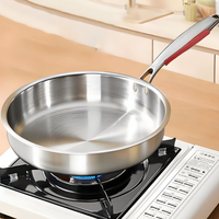 Poêle à frire inclinée en acier inoxydable, sans revêtement, antiadhésive, pour steaks, capacité 4L, fond en aluminium, design contemporain pour la maison