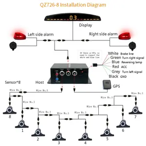 OEM tampon ekran yardım mesafeler 24V arka yok ultrasonik 8 sensörler akıllı ön kiti lamba kamyon arka park sensörü sistemi