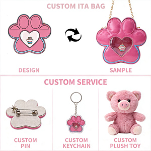 Bolso Ita Personalizado, Tamaño y Estilo a su Gusto, Accesorios, Bolso Ita con Estampado de Huellas, Bolso de Mano de Gamuza Marrón - Product Image 1