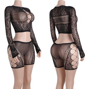 Ropa de Baile Exótica, Body de Encaje Negro para Mujer, Conjunto de Shorts de Malla para Actuaciones en Clubes, Trajes de Twerk para Bailarinas Adultas, Ropa de <span class=keywords><strong>Striptease</strong></span> - Product Image 1