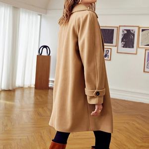 Moda personalizada excelente calidad cómodo señoras doble botón manga raglán abrigo - Product Image 3