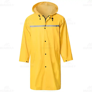 Imperméable en polyester PVC jaune haute visibilité pour homme Veste de pluie imperméable Poncho imprimé Logo personnalisable Fonction de sécurité de service - Product Image 1