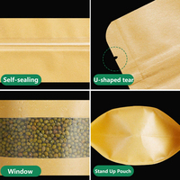 Sachets Doypack en papier kraft biodégradable refermables avec fermeture éclair et fenêtre transparente pour l'emballage de denrées alimentaires sèches et de fruits secs - Vente en gros