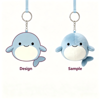 Porte-clés en peluche mini baleine personnalisé, adorable animal en peluche, pendentif en peluche baleine doux pour cadeau promotionnel