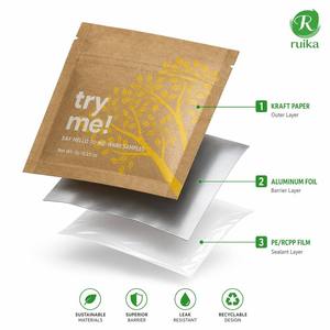 Bolsa de Papel Kraft Biodegradable al por Mayor con Sellado de 3 Lados para Muestras de Cosméticos, Crema, Loción, Suero, Envase para el Cuidado de la Piel - Product Image 1