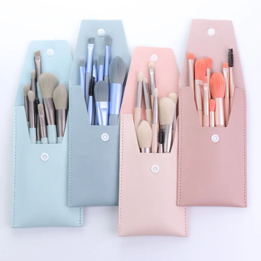 Professional 8Pcs แบบพกพา Mini Eye แปรงแต่งหน้าชุดอายแชโดว์ Eyeliner Eyebrow Brush แปรงลิปแปรงแต่งหน้าชุด