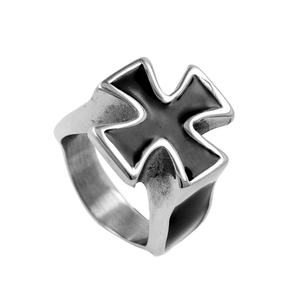 แหวนนิ้วสแตนเลสสตีลสไตล์พังก์ลายกากบาทสำหรับผู้ชาย ขายส่งจากโรงงาน อุปกรณ์เสริมสำหรับนักขี่มอเตอร์ไซค์ - Product Image 1