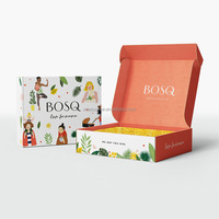 Boîte d'expédition en carton ondulé recyclable OEM, imprimée à l'intérieur et à l'extérieur, avec art personnalisé dessiné à la main, emballage cadeau pour e-commerce
