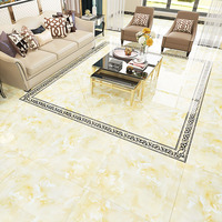 Azulejos de Porcelana para Piso, Estilo Europeo, Color Amarillo Brillante, 800x800, Premium, Antideslizantes, Efecto Mármol Jade, para Sala de Estar