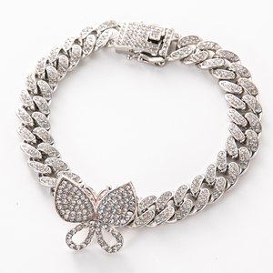 ラグジュアリーファッション 7mm 8mm シルバー/ゴールド/ローズゴールド バタフライ ブレスレット メンズ レディース ヒップホップ キューバンリンク ブレスレット - Product Image 6