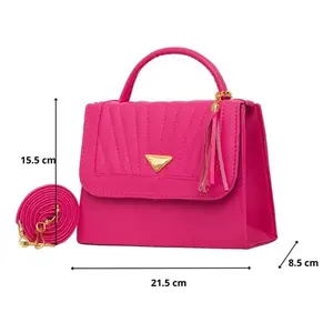 Bolso Bandolera Estilo Vintage Fana Lizbet Buganvilia, de PU Impermeable, con Asa Única, Cierre de Cremallera y Decoración de Borlas - Product Image 4