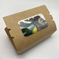 Boîte à salade jetable en papier kraft pour emballage alimentaire avec fenêtre transparente anti-buée pour sushis et salades