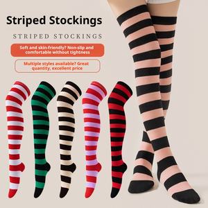 ถุงเท้ายาวลายทางถักกันแบคทีเรียสำหรับผู้หญิงถุงเท้าเข่าญี่ปุ่นคอสเพลย์คริสต์มาสฤดูใบไม้ร่วง - Product Image 2