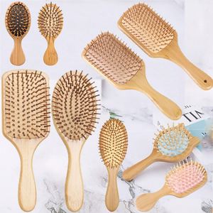 Factory Natural Bamboo Cushion Hair Brush, Air Cushion Massage Comb, Anti-Static Detangling Wooden Hair Comb for Scalp Care - Product Image 1