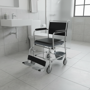 Fauteuil roulant commode de qualité supérieure – Chaise de salle de bain portable, siège confortable, structure robuste, nettoyage facile, emballage en vrac - Product Image 3
