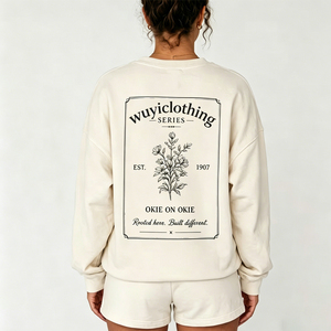 Sweat-shirt à col rond personnalisé en coton de haute qualité pour femme et unisexe, motif botanique vintage, coupe ample et oversize, pull à capuche - Product Image 2