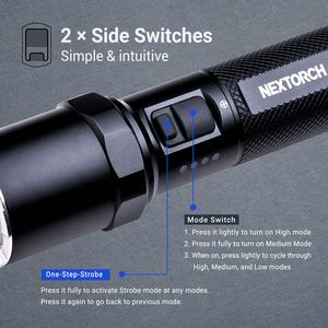 Torcia Tattica LED Ricaricabile Nextorch P81, 3700 Lumen di Luce Massima, in Lega di Alluminio, Torcia per Autodifesa - Product Image 4