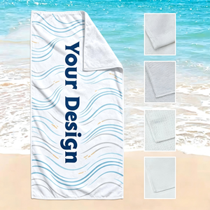 Serviette en velours 100% coton, super douce, absorbante, avec logo personnalisé, impression intégrale, pour la plage, le bain et les voyages - Product Image 1