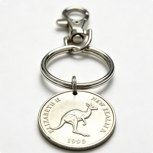 Llavero de Moneda de Plata de Nueva Zelanda 1995 con Canguro, Colgante Redondo Vintage Hecho a Mano de Metal, Souvenir - Product Image 3