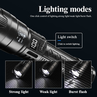 Lampe torche LED tactique portable, étanche IP44, zoom réglable, intensité variable, rechargeable, corps en ABS, pour camping, urgence, plongée