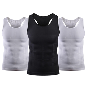 Débardeur de compression amincissant en coton tricoté 100 % pour homme, sans manches, respirant, pour affiner la silhouette et lisser le ventre, vente en gros - Product Image 1