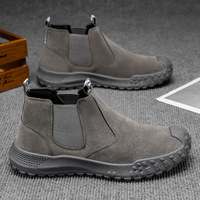 Bottes hautes kaki pour hommes, à lacets, bout rond, embout renforcé, semelle épaisse antidérapante, robustes, décontractées, pour l'extérieur