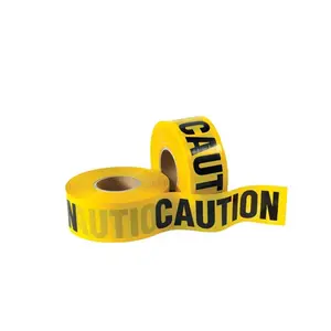 Product Promotion English CAUTION Yellow background with black text warning tape for