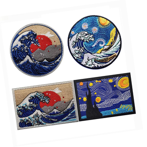 Nakış kanca döngü kollukları Kanagawa büyük dalgalar moral rozetleri için giysi şapka ve sırt çantaları dekorasyon - Product Image 1