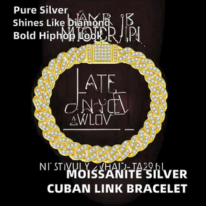 Bracelet de luxe pour rappeur hip-hop, en argent sterling 925 plaqué rhodium/or, avec moissanite VVS certifiée GRA, taille brillant, 6 mm - Product Image 2