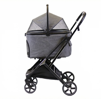 Poussette pour chien et chat pliable, imperméable, respirante, confortable, épaissie et renforcée, 4 roues, pliage à une main, très vendue