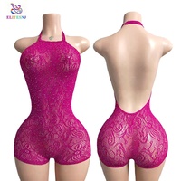 Tenues de strip-teaseuse ELITES, magnifiques en mesh et strass, vêtements de danse exotiques, tenue sexy pour filles, body élastique.