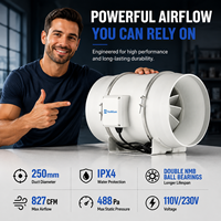 Ventilateur de gaine électrique à flux mixte en PP, haute pression d'air, roulement à billes, durée de vie 50000H, double vitesse, IP44, OEM/ODM pour culture hydroponique