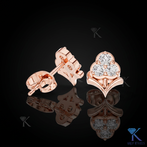Lab Grown Diamond Trefoil Floral Cluster <b>Stud</b> Earrings 14K 18K Solid Gold 3 Stone Fine Women Jewelry Bridal Anniversary Gift - Product Image 3