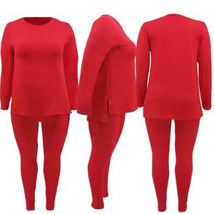 Nuova Collezione 2025 <span class=keywords><strong>Abbigliamento</strong></span> Autunnale <span class=keywords><strong>Taglie</strong></span> Forti per Donna, Set da Casa in Tessuto Confortevole ad Alta Elasticità in Tinta Unita - Product Image 2